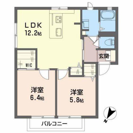 ディアスT1(2LDK/2階)の間取り写真