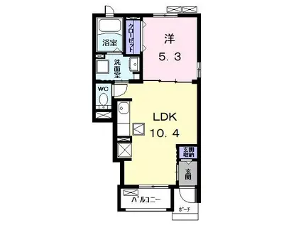 フランキンセンスKIケイアイ(1LDK/1階)の間取り写真