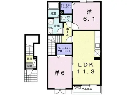 ARC-EN-CIELA(2LDK/2階)の間取り写真