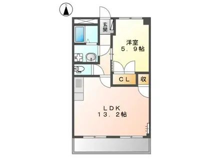 グローリィ・ヒルズIII(1LDK/1階)の間取り写真