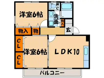 パームスクエア(2LDK/2階)の間取り写真