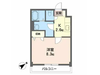 JRBハイツふしの(1K/1階)の間取り写真