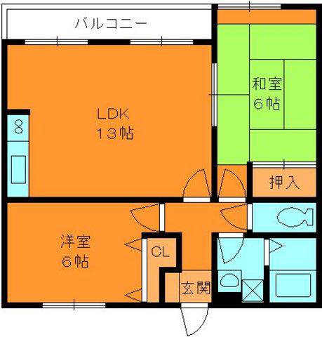 シンフォニーコート(2LDK/2階)の間取り写真