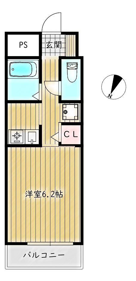 リオンドールヤナギ(1K/3階)の間取り写真