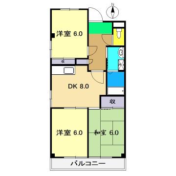 ハイツ山崎(3DK/3階)の間取り写真