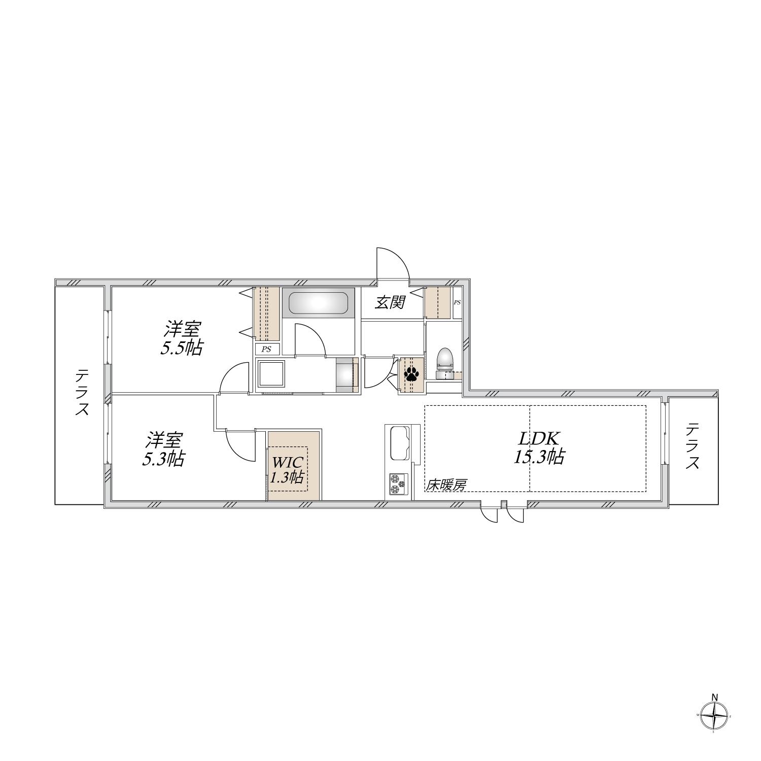 MAISON GARDENIA(2LDK/1階)の間取り写真