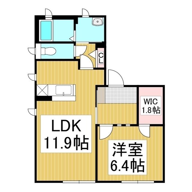 ガーデンテラス倉石(1LDK/1階)の間取り写真