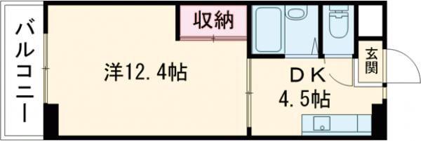 とさでん交通後免線 舟戸駅 徒歩7分 11階建 築34年(1DK/8階)の間取り写真