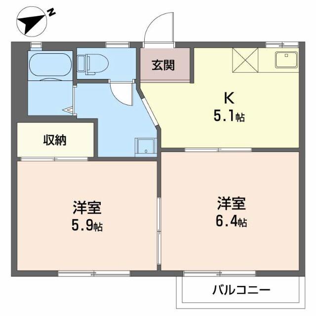 ハイレジデンス石川(2K/1階)の間取り写真