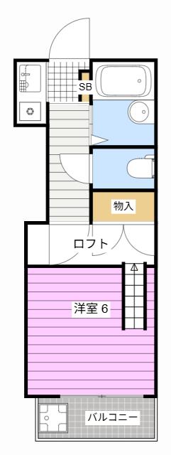 ドリームハウス萩丘(1K/2階)の間取り写真