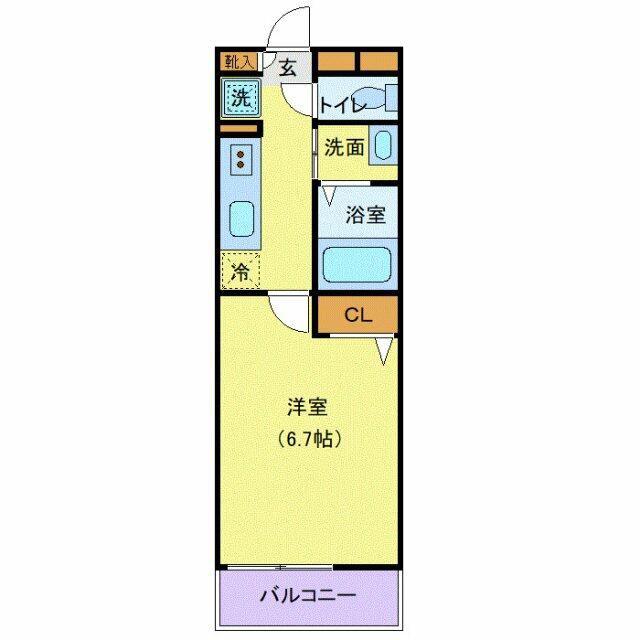 アムール横須賀中央(1K/2階)の間取り写真