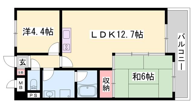 セントポーリアI(2LDK/3階)の間取り写真