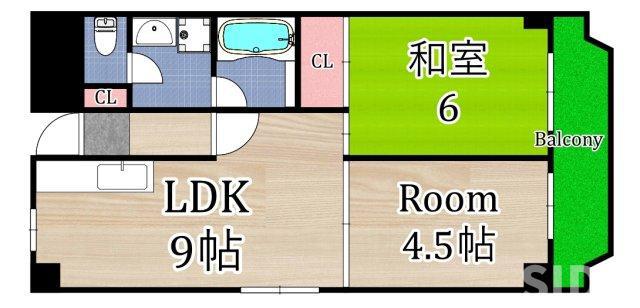 日宝ライフ放出西(2LDK/8階)の間取り写真