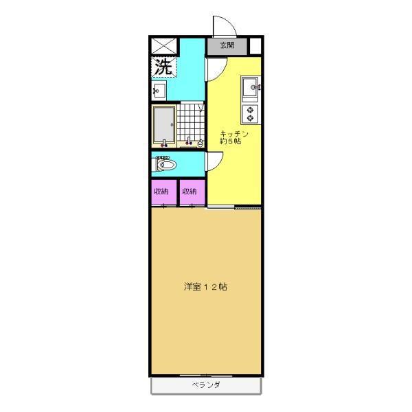 落合マンション(1K/2階)の間取り写真