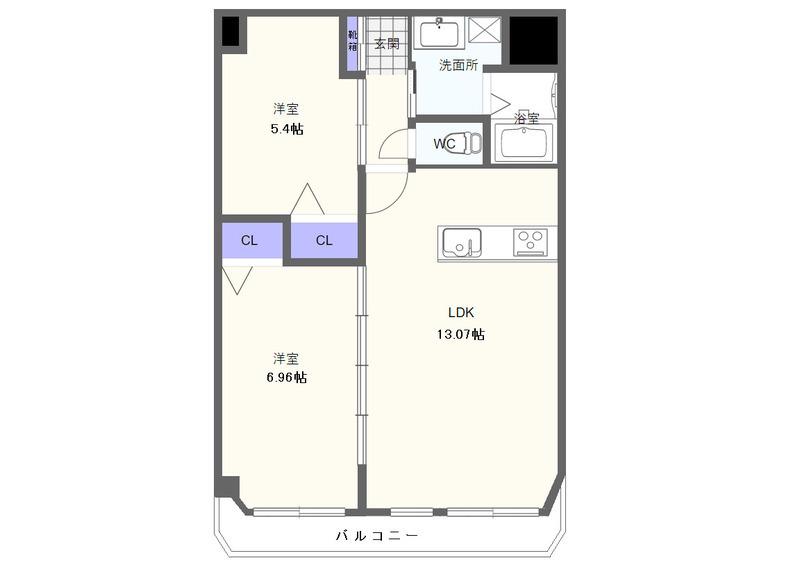 クイーンズヒル(2LDK/1階)の間取り写真