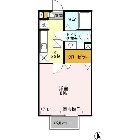 COZYVILLA(1K/2階)の間取り写真