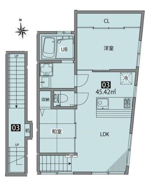 グランエッグス荻窪E(2LDK/3階)の間取り写真