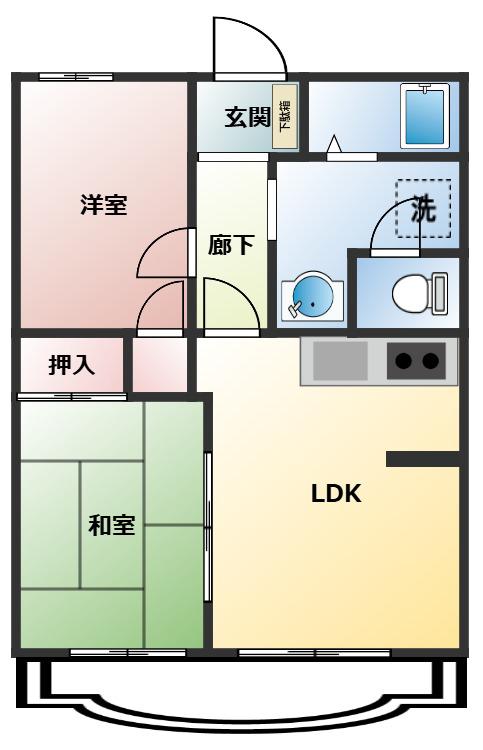 エクレール 10(2LDK/1階)の間取り写真