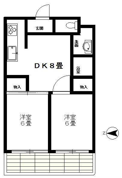 アーバンフラッツ(2DK/5階)の間取り写真