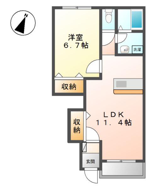 サンモール湘南(1LDK/1階)の間取り写真