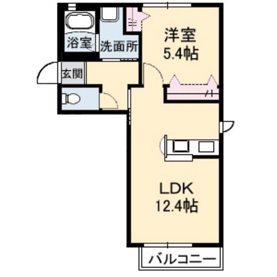 ヴァン・デ・ボヌール(1LDK/2階)の間取り写真