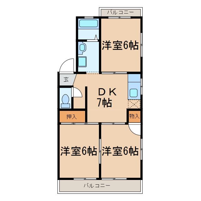 ドエルはーもにー(3DK/2階)の間取り写真