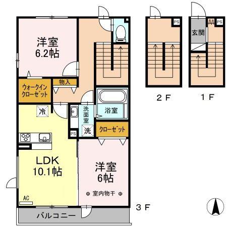 エスペランサ(2LDK/3階)の間取り写真