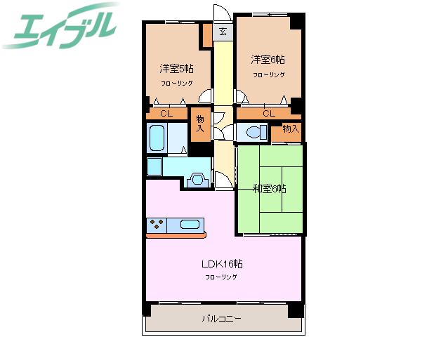 コート梅ヶ丘(3LDK/2階)の間取り写真