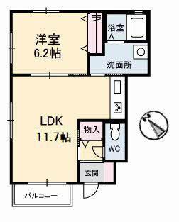 ヴィラージュ C(1LDK/1階)の間取り写真