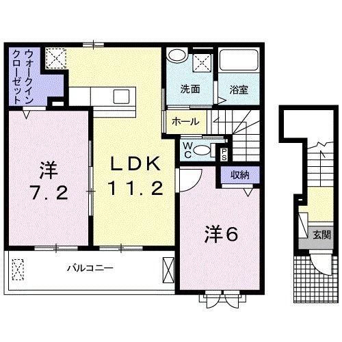 リバーガーデン(2LDK/2階)の間取り写真
