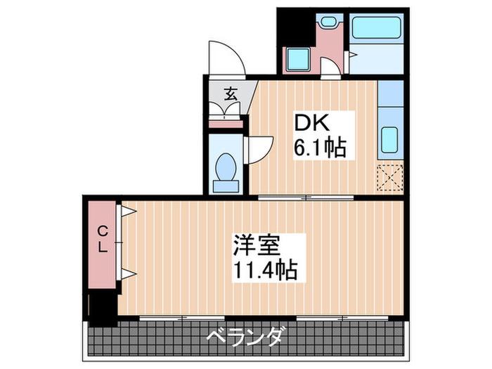 プレイス十日市(1DK/9階)の間取り写真