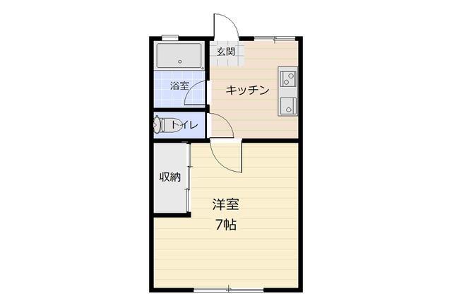 シティハイムB棟(1K/1階)の間取り写真