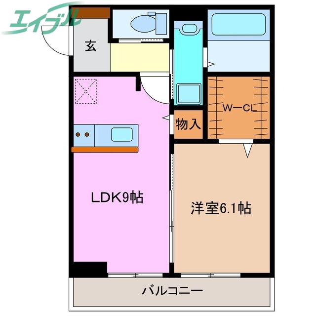 タウンコートIII(1LDK/2階)の間取り写真