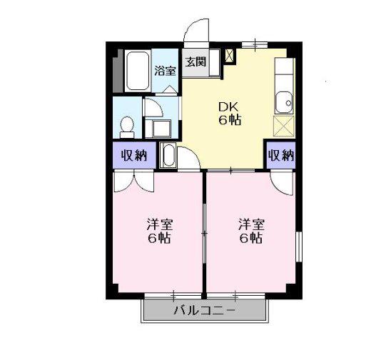 ファインシティA(2DK/2階)の間取り写真