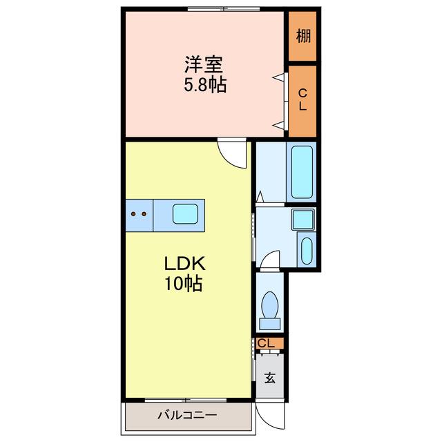 ピース・マイグリッドB(1LDK/1階)の間取り写真