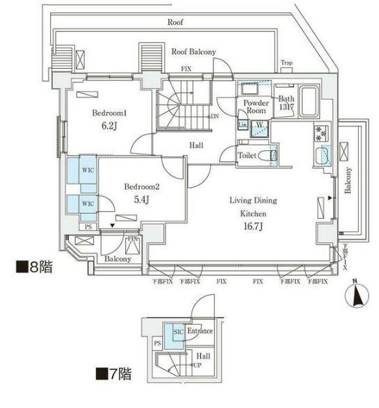イプセ碑文谷(2LDK/8階)の間取り写真