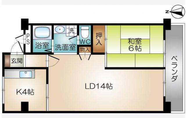 中津ハイツ78(1LDK/4階)の間取り写真