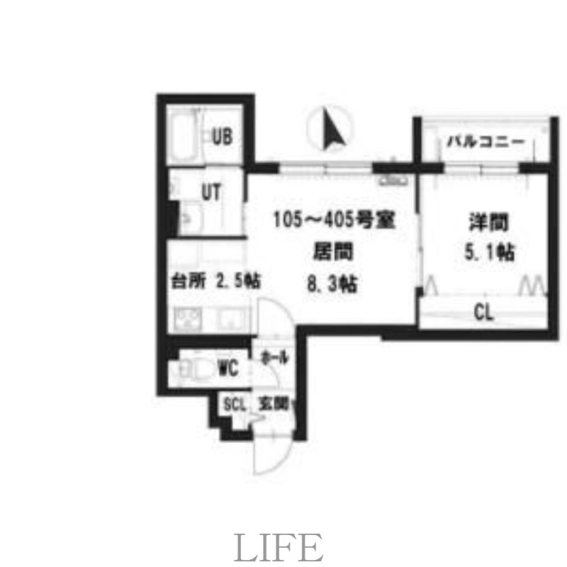 グランメール・シャリテ(1LDK/4階)の間取り写真