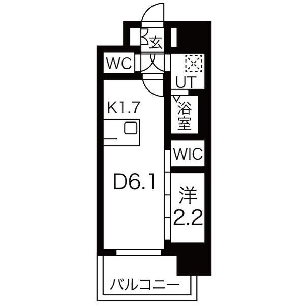 メイクスWアート上前津V(1DK/12階)の間取り写真