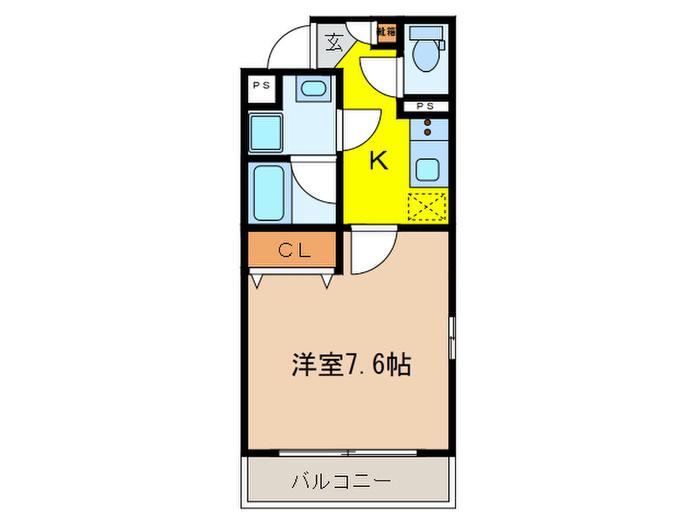 ジョイナス車道(1K/3階)の間取り写真
