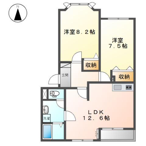 エクセルハイム(2LDK/1階)の間取り写真