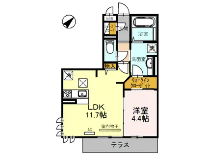 LALUCETY(1LDK/1階)の間取り写真