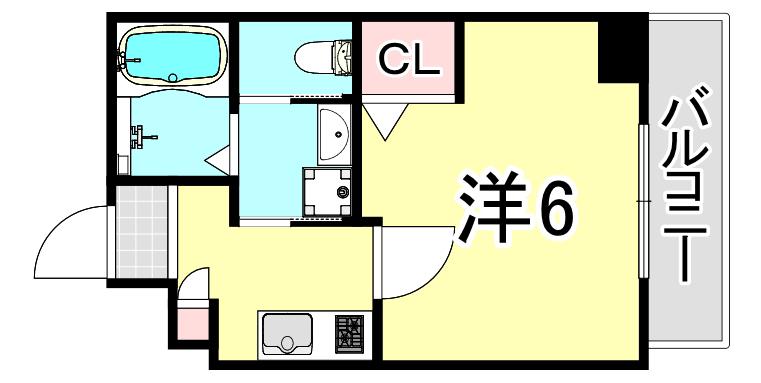 レーヴメゾン尼崎大物(1K/5階)の間取り写真