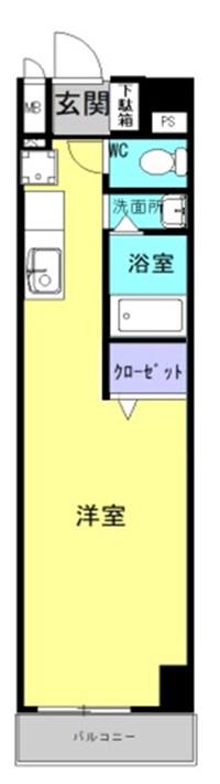 グランリーフ本通(ワンルーム/4階)の間取り写真