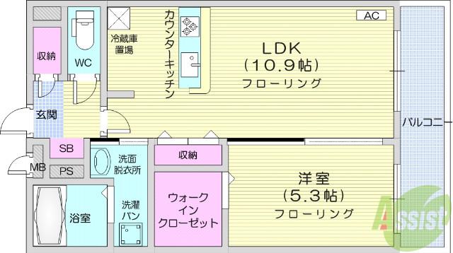 ボヌール・コート立町(1LDK/3階)の間取り写真