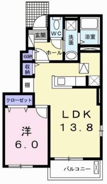 アバンツァート葉多(1LDK/1階)の間取り写真