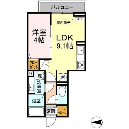 セレスティア西寺尾 A(1LDK/3階)の間取り写真