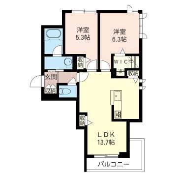 アムール街道II(2LDK/3階)の間取り写真