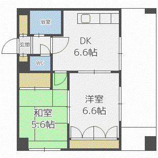 プレサント北35条(2DK/7階)の間取り写真