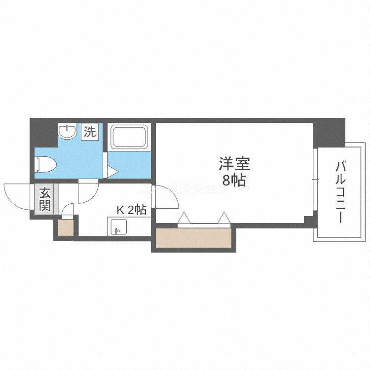サウスヒルズ長柄(1K/5階)の間取り写真